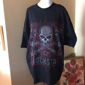 RUSSOWEAR Size XXXL 3X Silver-Studded RockStar SCULL Playing Cards Textured